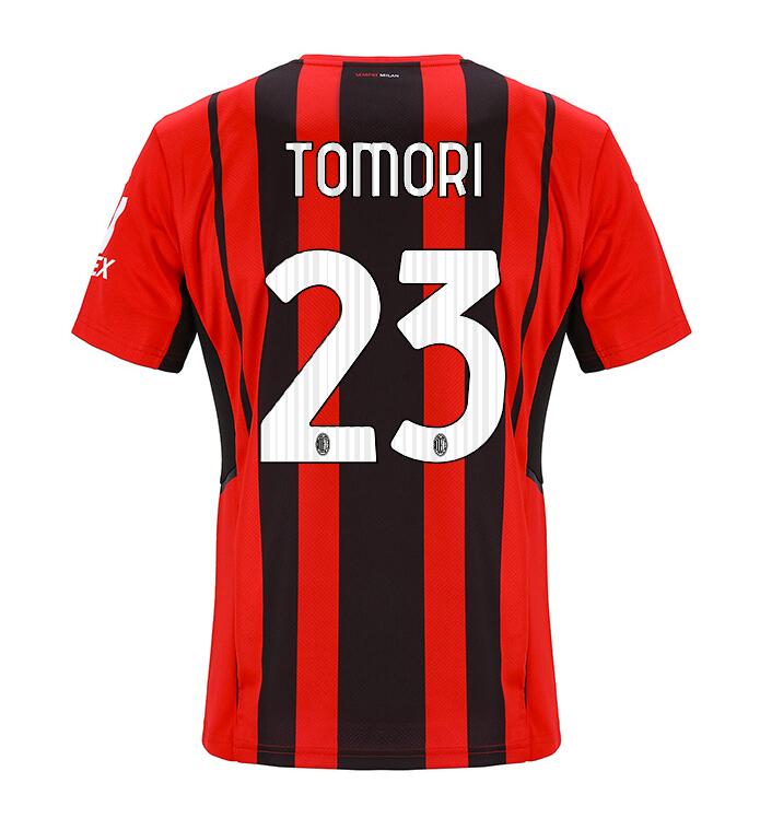 2021/22 AC Milan Home Kit Soccer Jersey with TOMORI 23 printing